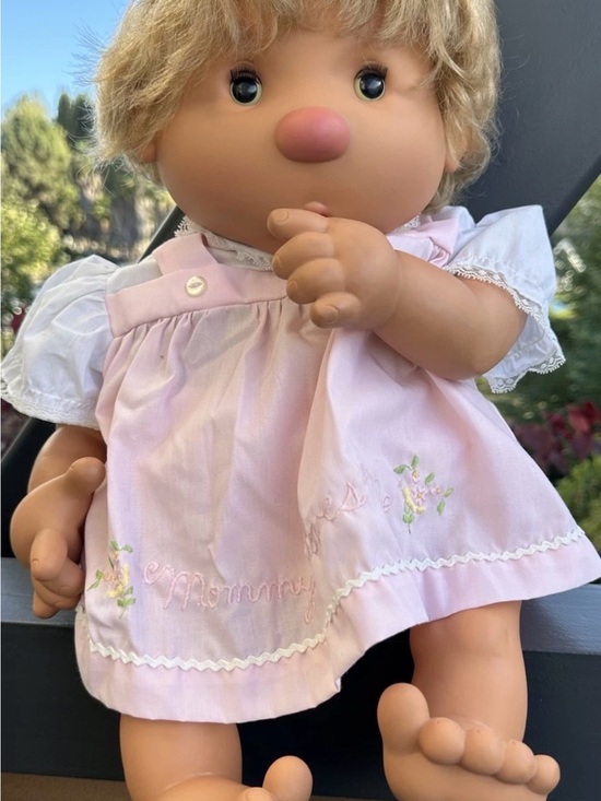 Other - Vintage 1980s Vicma Bamboo Baby Doll Spain Blonde Hair Thumbsucker Samara Dress
